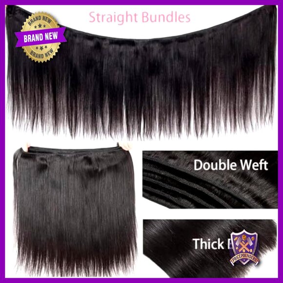 100% Brazilian Virgin Hair Extensions 3 Bundles Straight 16-20 Inch main image 5